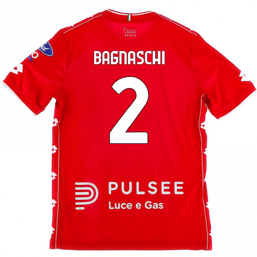 ילדים כדורגל Alessandro Bagnaschi #2 אדום לבן ג'רזי ביתית 2024/25