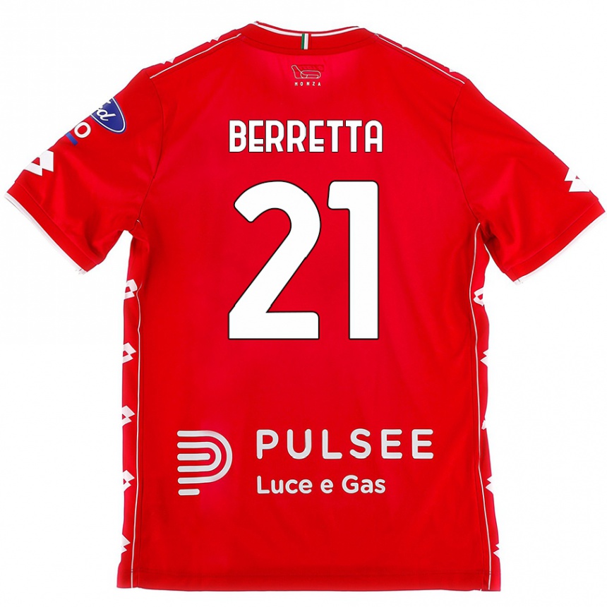 ילדים כדורגל Alessandro Berretta #21 אדום לבן ג'רזי ביתית 2024/25
