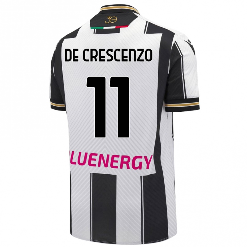 ילדים כדורגל Marco De Crescenzo #11 לבן שחור ג'רזי ביתית 2024/25