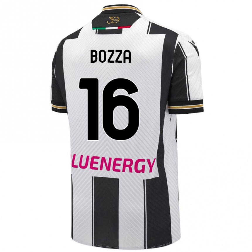 ילדים כדורגל Mattia Bozza #16 לבן שחור ג'רזי ביתית 2024/25