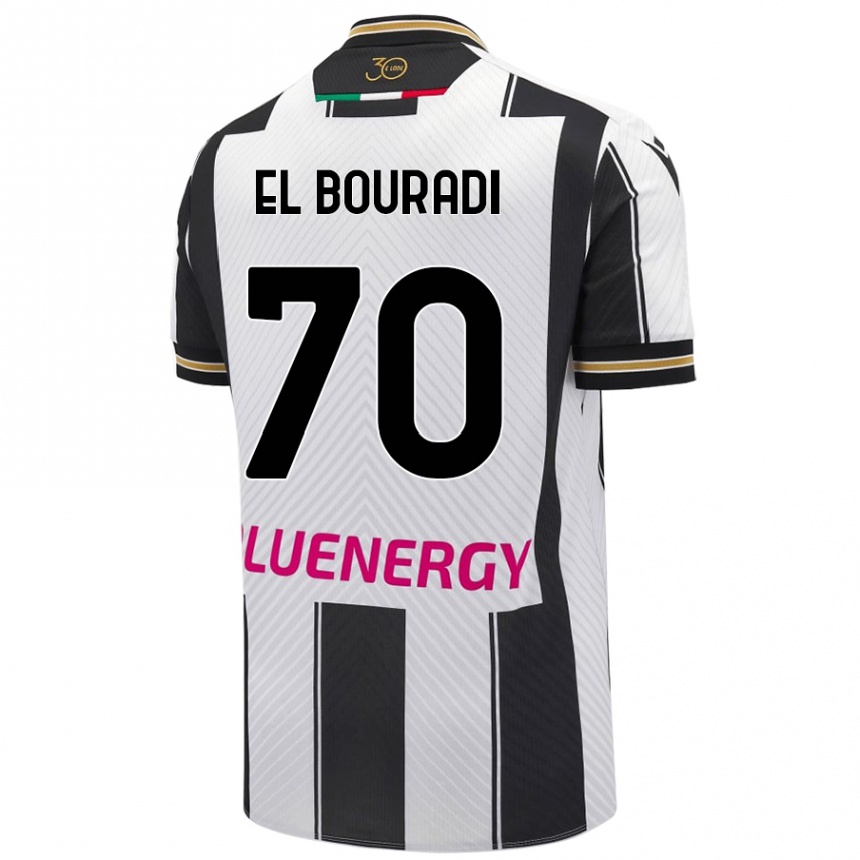 ילדים כדורגל Walid El Bouradi #70 לבן שחור ג'רזי ביתית 2024/25