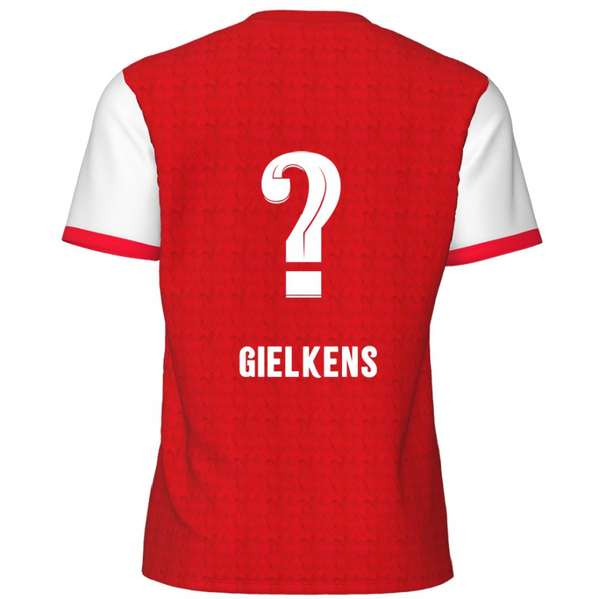 ילדים כדורגל Mathijs Gielkens #0 אדום לבן ג'רזי ביתית 2024/25