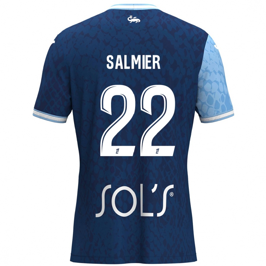ילדים כדורגל Yoann Salmier #22 כחול שמיים כחול כהה ג'רזי ביתית 2024/25