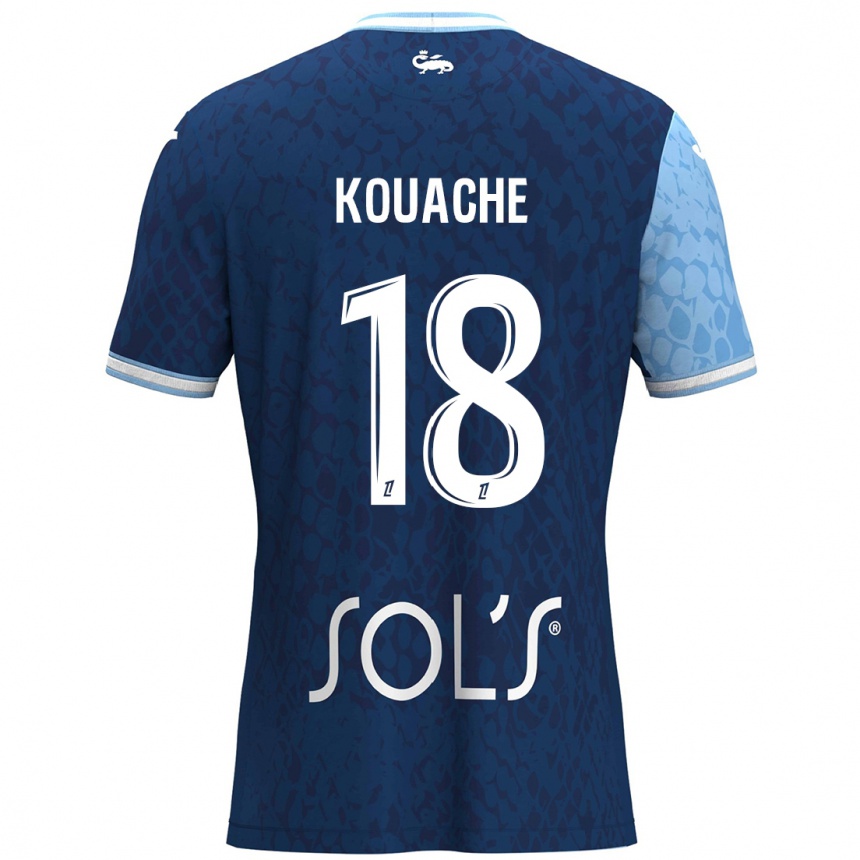 ילדים כדורגל Éva Kouache #18 כחול שמיים כחול כהה ג'רזי ביתית 2024/25