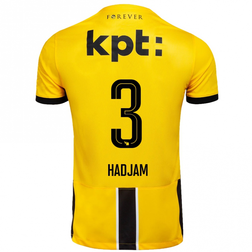 ילדים כדורגל Jaouen Hadjam #3 צהוב שחור ג'רזי ביתית 2024/25