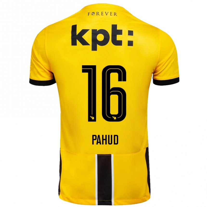 ילדים כדורגל Ciril Pahud #16 צהוב שחור ג'רזי ביתית 2024/25