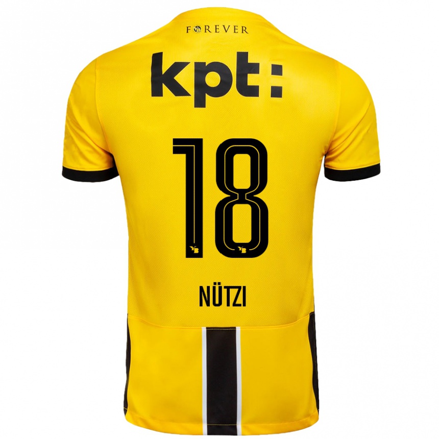 ילדים כדורגל Timon Nützi #18 צהוב שחור ג'רזי ביתית 2024/25