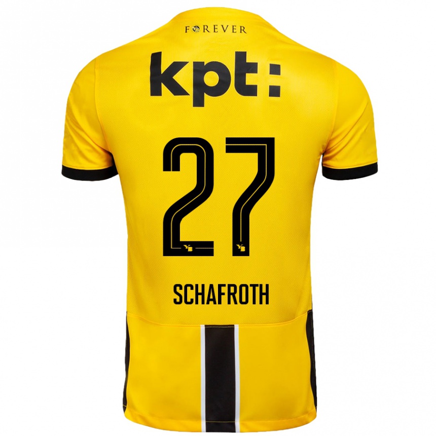ילדים כדורגל Reto Schafroth #27 צהוב שחור ג'רזי ביתית 2024/25