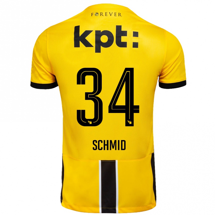 ילדים כדורגל Céline Schmid #34 צהוב שחור ג'רזי ביתית 2024/25