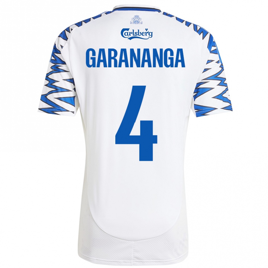 ילדים כדורגל Munashe Garananga #4 לבן כחול שמיים ג'רזי ביתית 2024/25