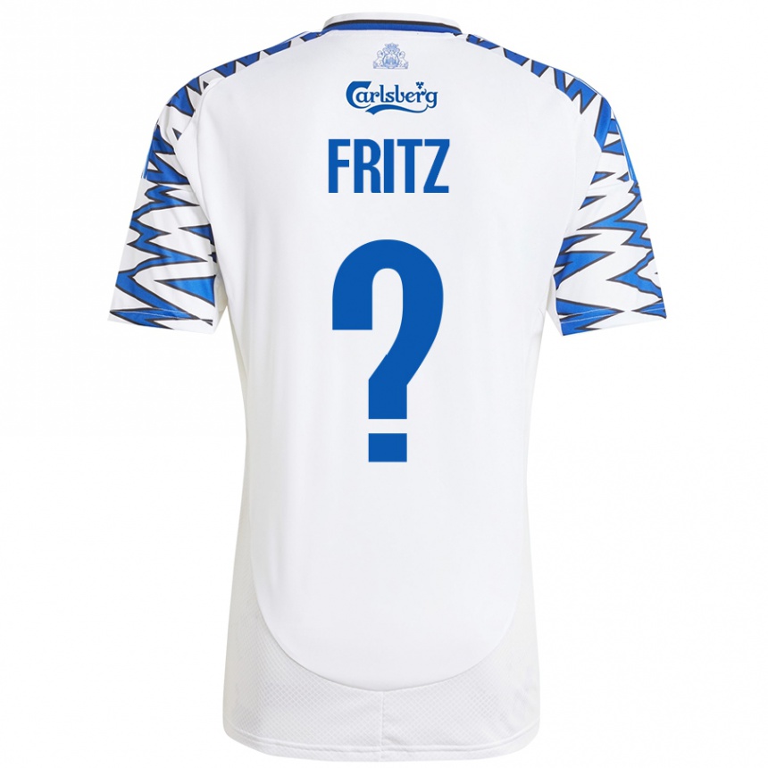 ילדים כדורגל Gustav Fritz #0 לבן כחול שמיים ג'רזי ביתית 2024/25