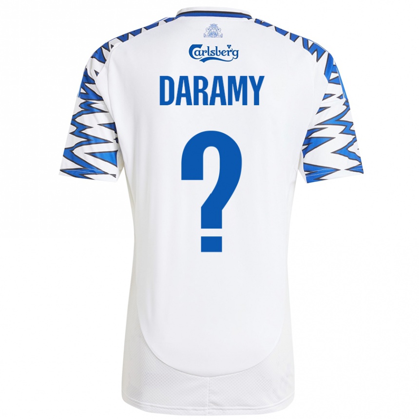 ילדים כדורגל Abdul Daramy #0 לבן כחול שמיים ג'רזי ביתית 2024/25