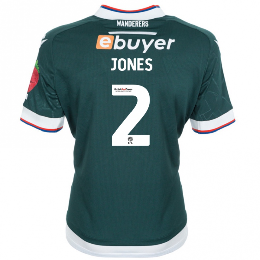 ילדים כדורגל Gethin Jones #2 ירוק כהה הרחק ג'רזי 2024/25