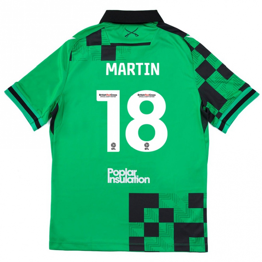 ילדים כדורגל Chris Martin #18 ירוק שחור הרחק ג'רזי 2024/25