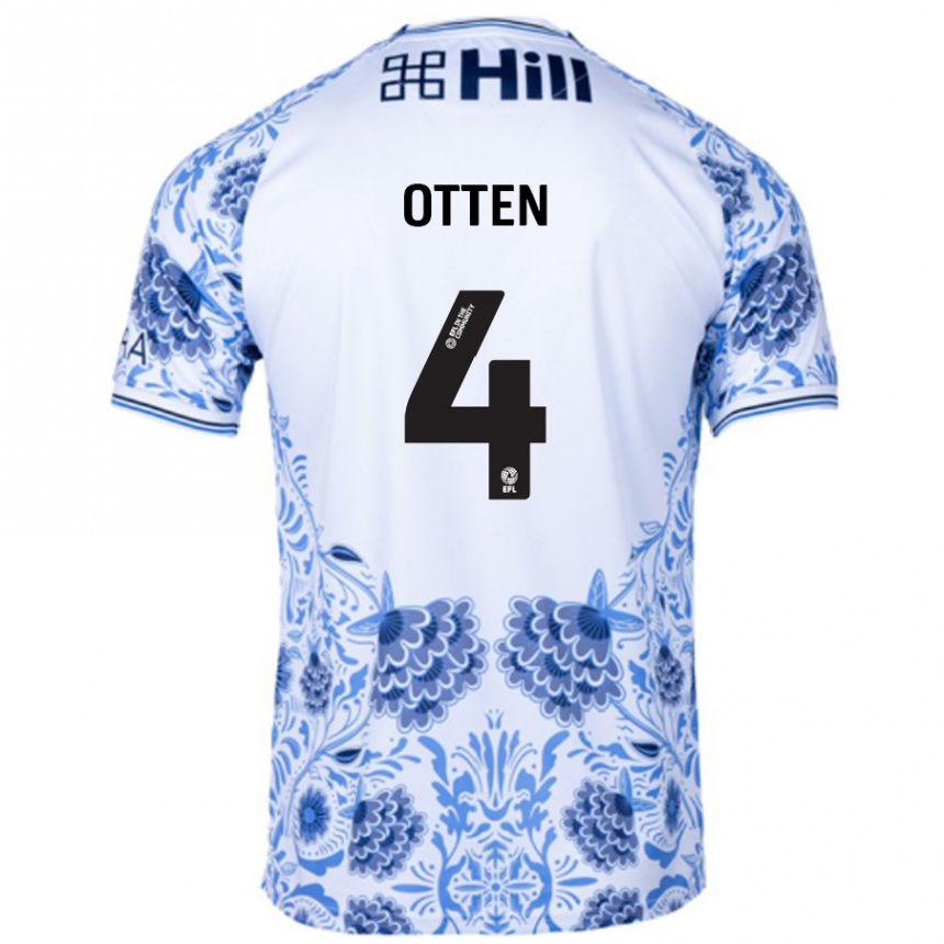 ילדים כדורגל Gisela Otten #4 כחול לבן הרחק ג'רזי 2024/25