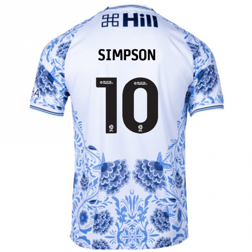 ילדים כדורגל Harley-Jean Simpson #10 כחול לבן הרחק ג'רזי 2024/25