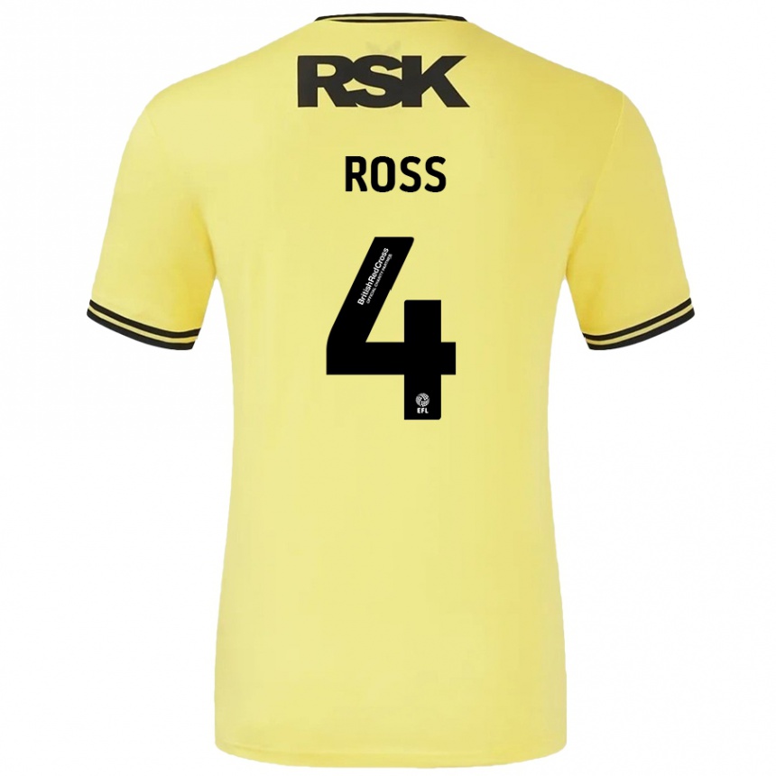 ילדים כדורגל Mia Ross #4 צהוב שחור הרחק ג'רזי 2024/25