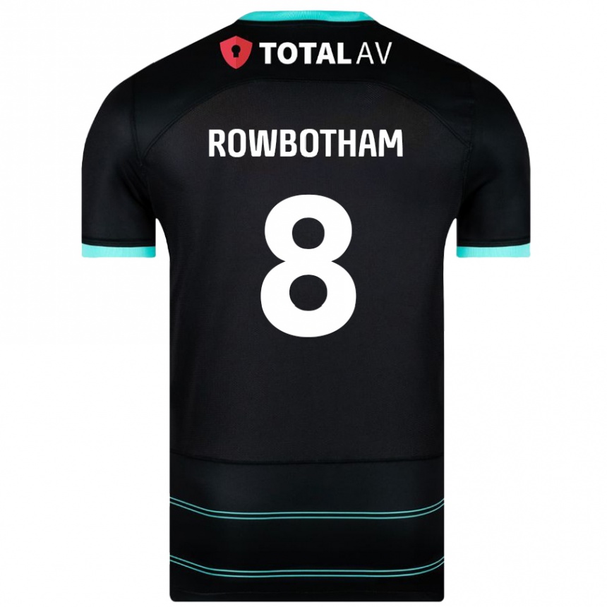 ילדים כדורגל Ava Rowbotham #8 שָׁחוֹר הרחק ג'רזי 2024/25