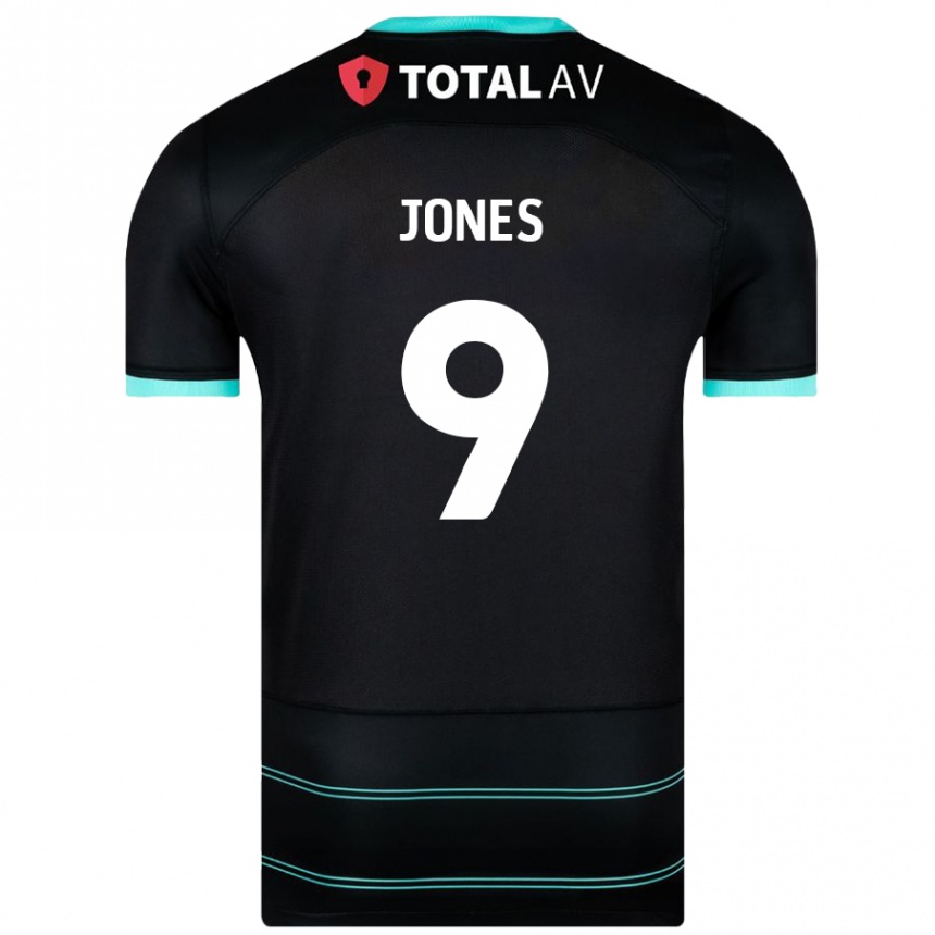 ילדים כדורגל Emma Jones #9 שָׁחוֹר הרחק ג'רזי 2024/25