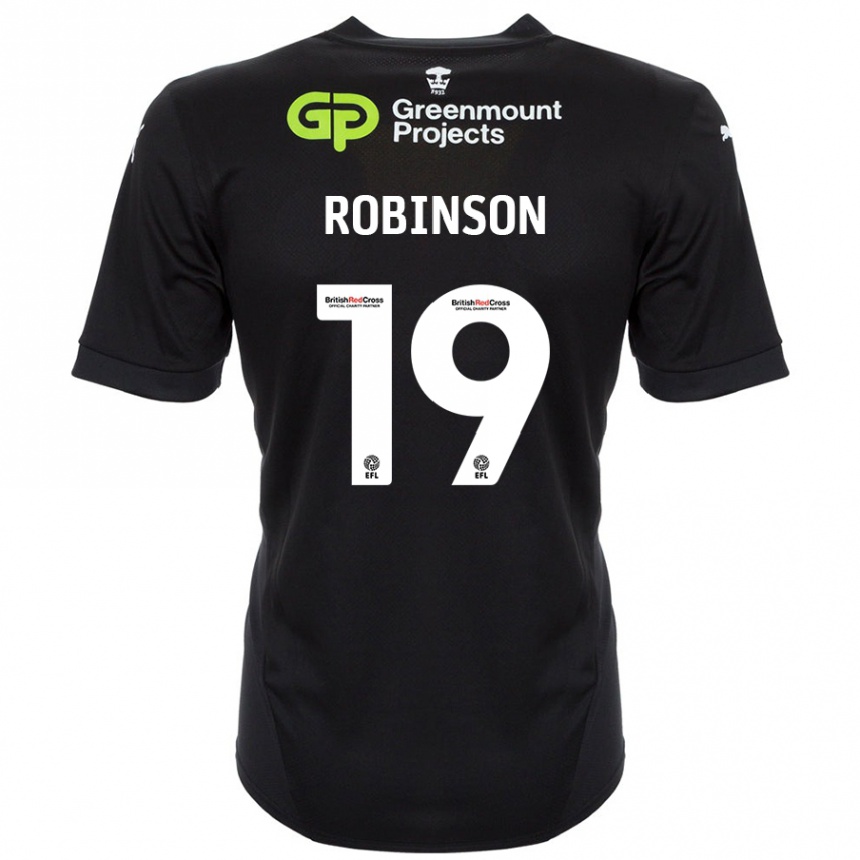 ילדים כדורגל Luke Robinson #19 שָׁחוֹר הרחק ג'רזי 2024/25