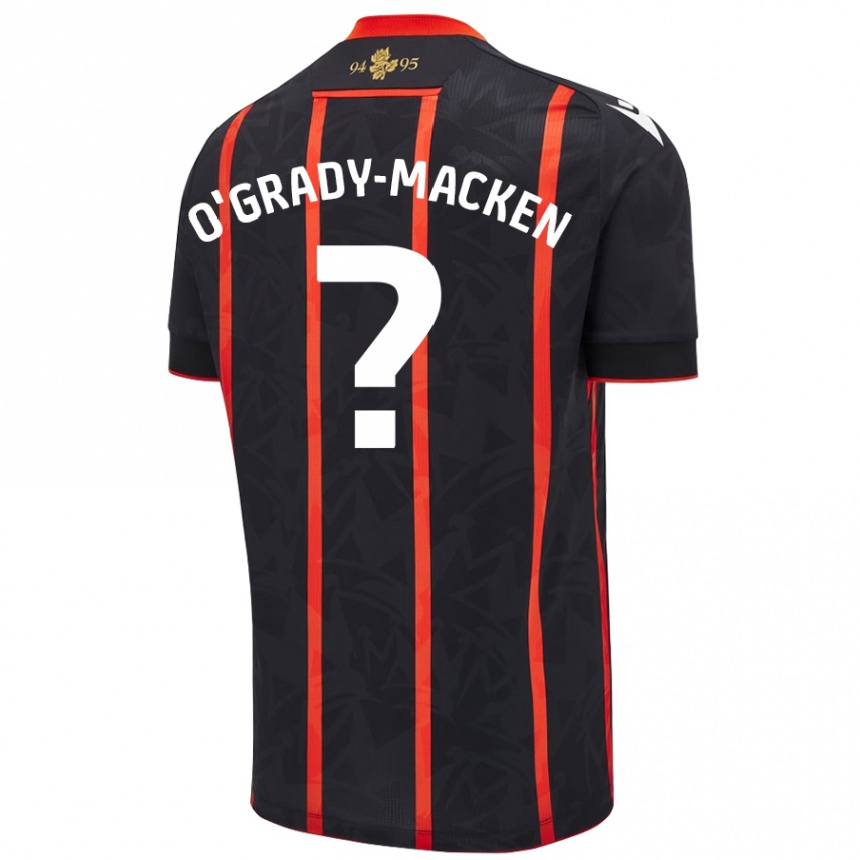 ילדים כדורגל Harley O'grady-Macken #0 שחור אדום הרחק ג'רזי 2024/25
