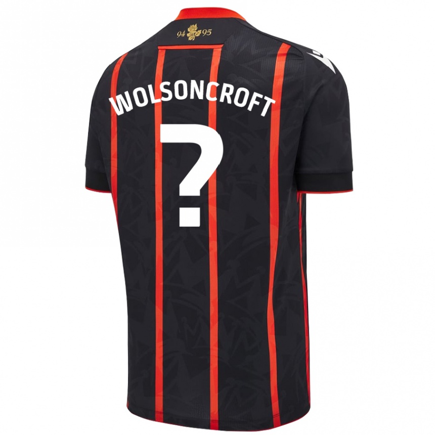 ילדים כדורגל Blake Wolsoncroft #0 שחור אדום הרחק ג'רזי 2024/25