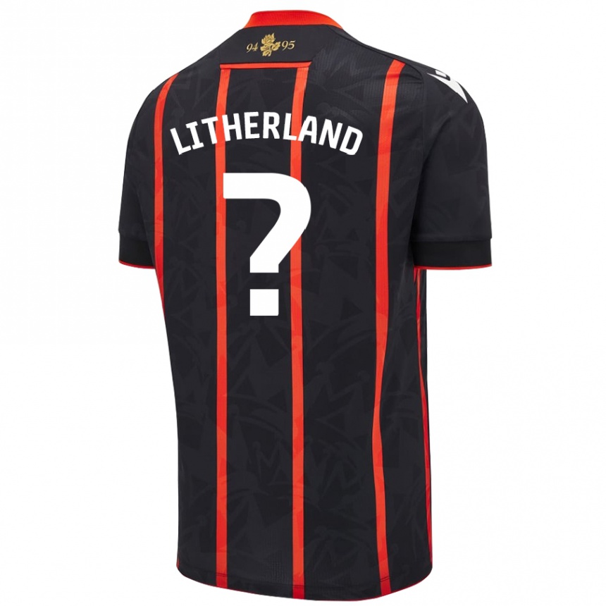 ילדים כדורגל Matty Litherland #0 שחור אדום הרחק ג'רזי 2024/25