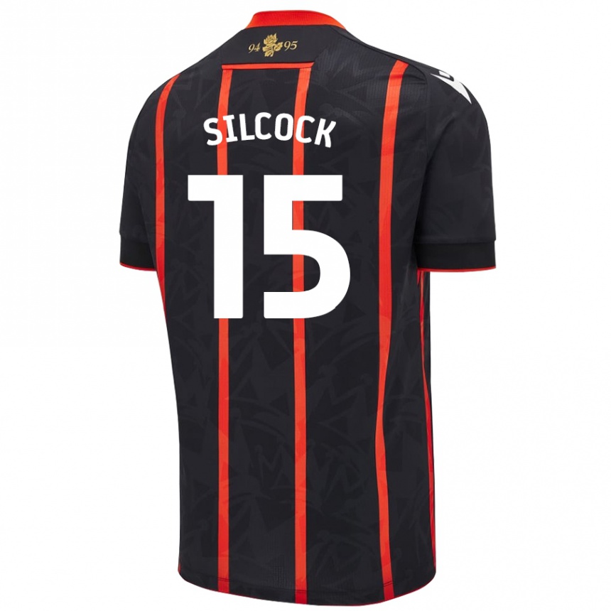 ילדים כדורגל Hannah Silcock #15 שחור אדום הרחק ג'רזי 2024/25