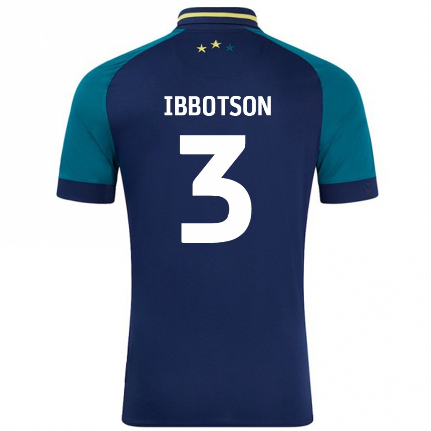 ילדים כדורגל Beth Ibbotson #3 נייבי ירוק כהה הרחק ג'רזי 2024/25