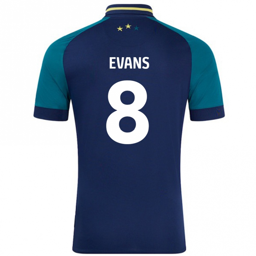 ילדים כדורגל Charley Evans #8 נייבי ירוק כהה הרחק ג'רזי 2024/25