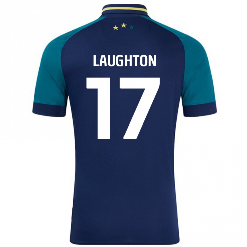 ילדים כדורגל Zoe Laughton #17 נייבי ירוק כהה הרחק ג'רזי 2024/25