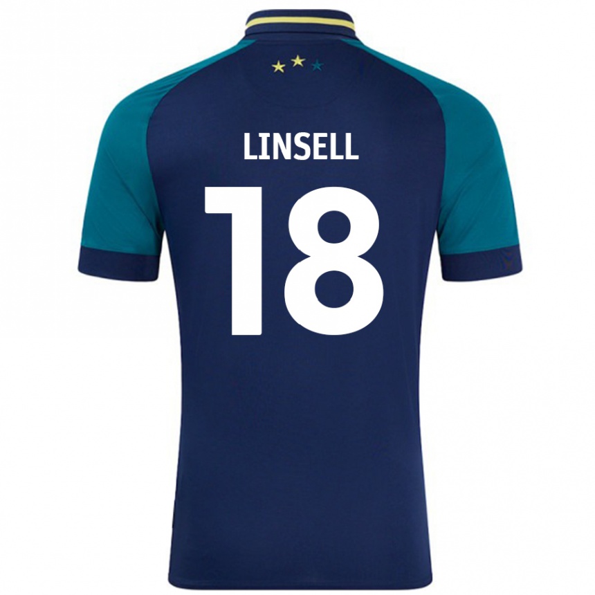 ילדים כדורגל Alice Linsell #18 נייבי ירוק כהה הרחק ג'רזי 2024/25