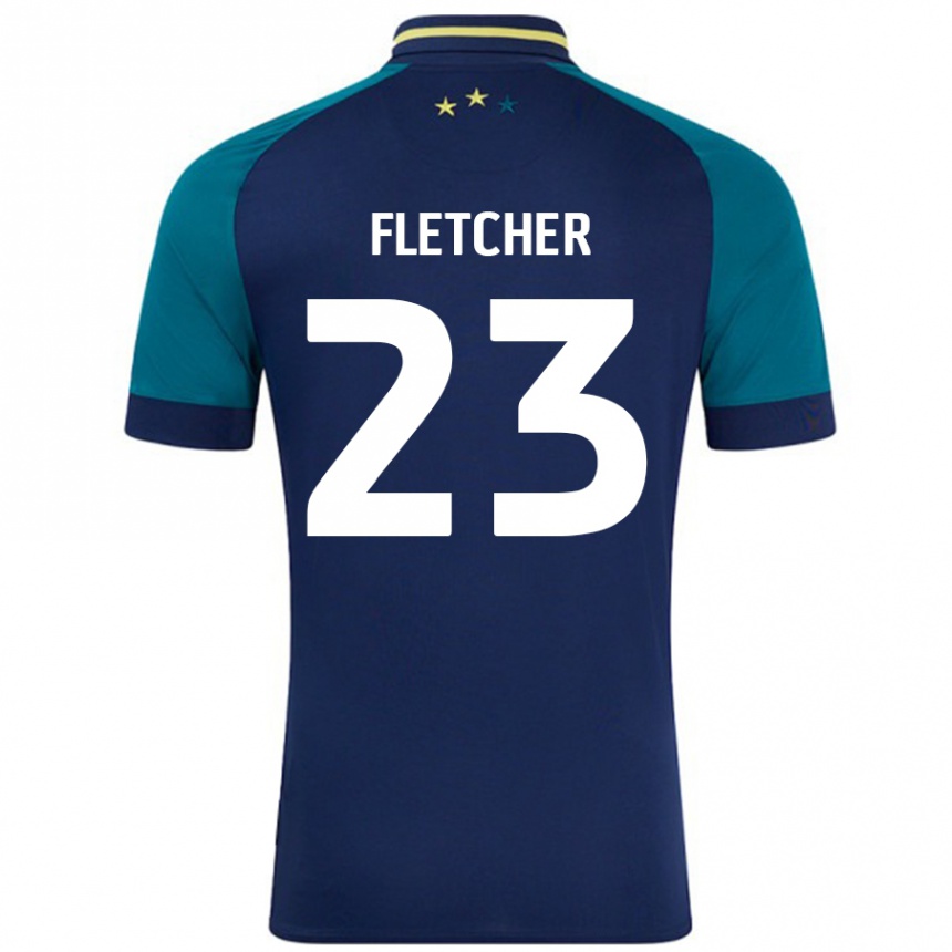 ילדים כדורגל Serena Fletcher #23 נייבי ירוק כהה הרחק ג'רזי 2024/25