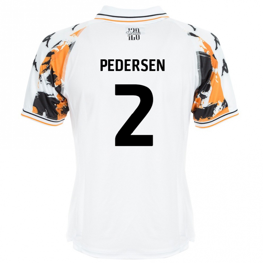 ילדים כדורגל Eden Pedersen #2 לָבָן הרחק ג'רזי 2024/25