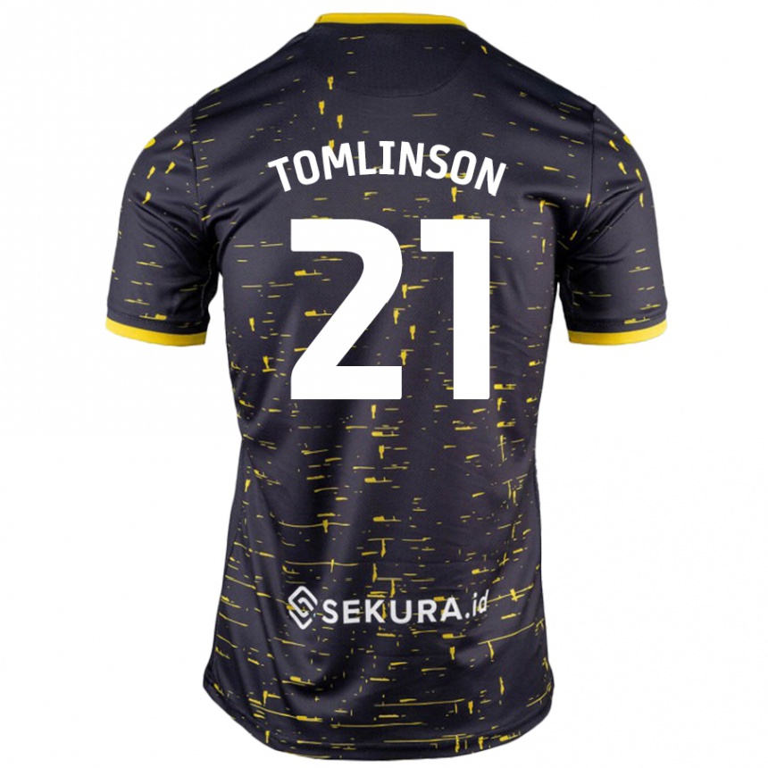 ילדים כדורגל Lauren Tomlinson #21 שחור צהוב הרחק ג'רזי 2024/25