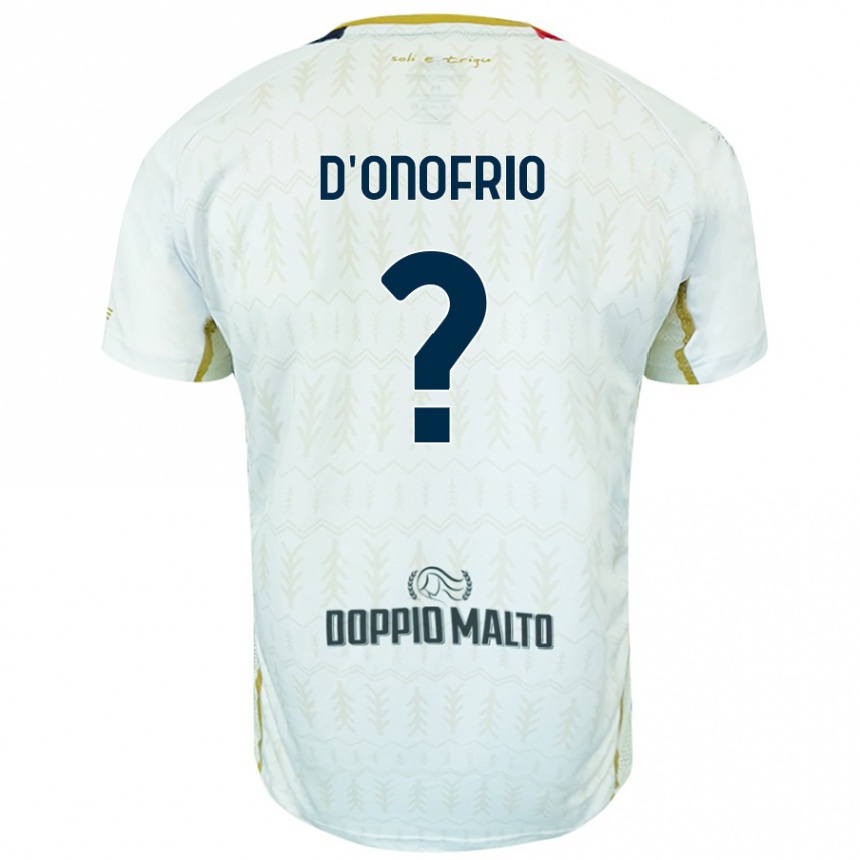 ילדים כדורגל Vincenzo D'onofrio #0 לָבָן הרחק ג'רזי 2024/25