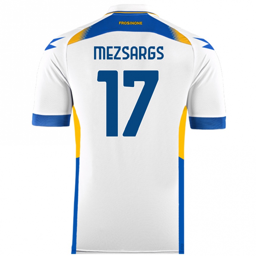 ילדים כדורגל Kristians Mezsargs #17 לָבָן הרחק ג'רזי 2024/25