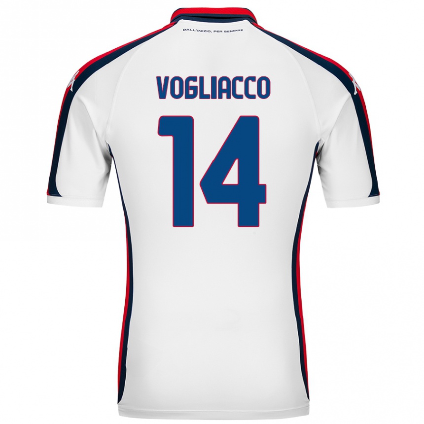 ילדים כדורגל Alessandro Vogliacco #14 לָבָן הרחק ג'רזי 2024/25
