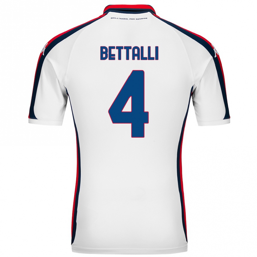 ילדים כדורגל Giorgia Bettalli #4 לָבָן הרחק ג'רזי 2024/25