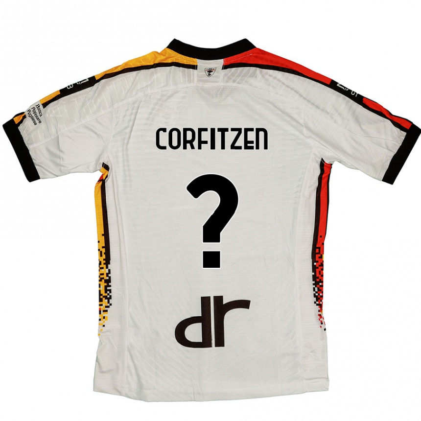 ילדים כדורגל Jeppe Corfitzen #0 לבן שחור הרחק ג'רזי 2024/25