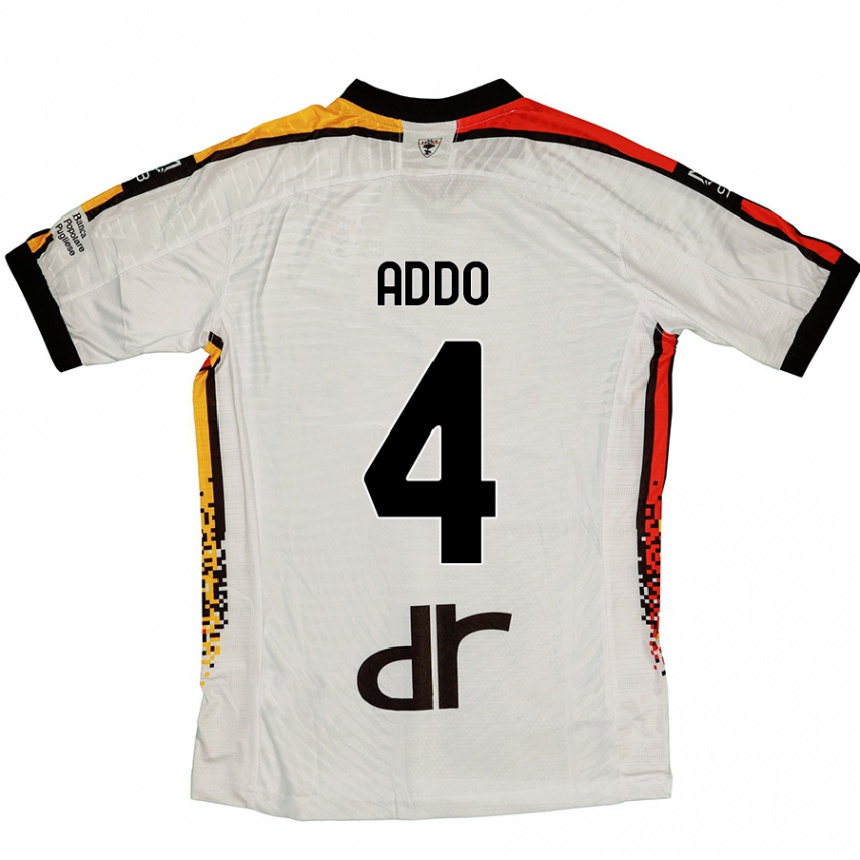 ילדים כדורגל Vernon Addo #4 לבן שחור הרחק ג'רזי 2024/25