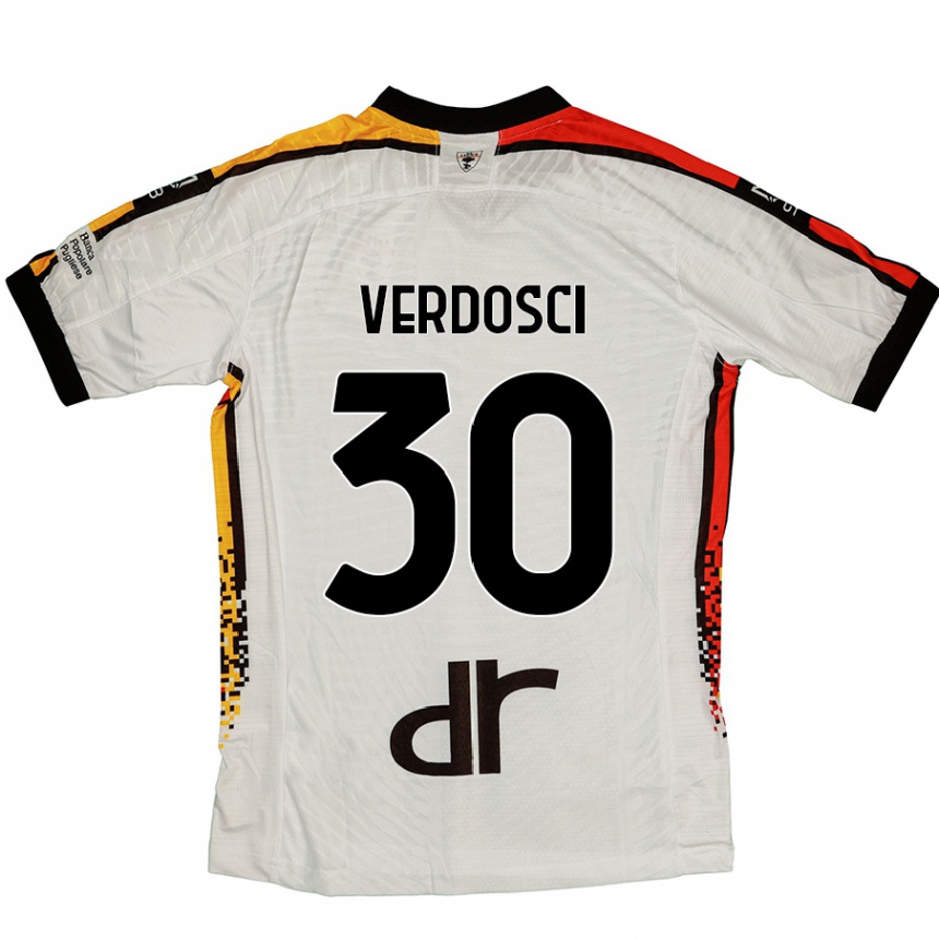 ילדים כדורגל Simone Verdosci #30 לבן שחור הרחק ג'רזי 2024/25