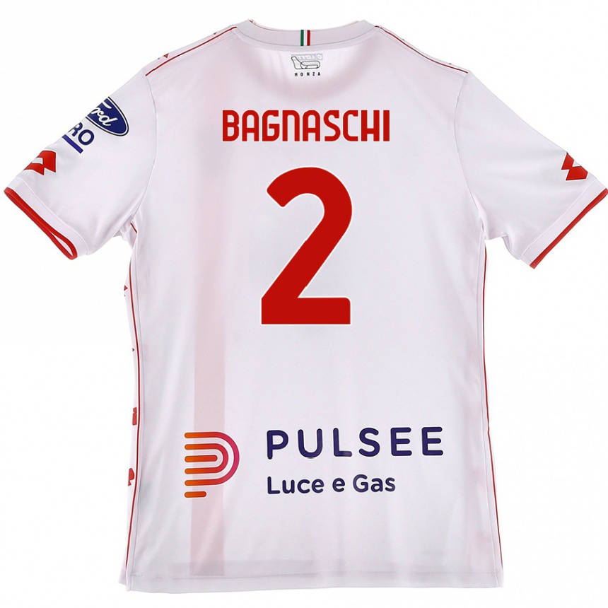 ילדים כדורגל Alessandro Bagnaschi #2 לבן אדום הרחק ג'רזי 2024/25