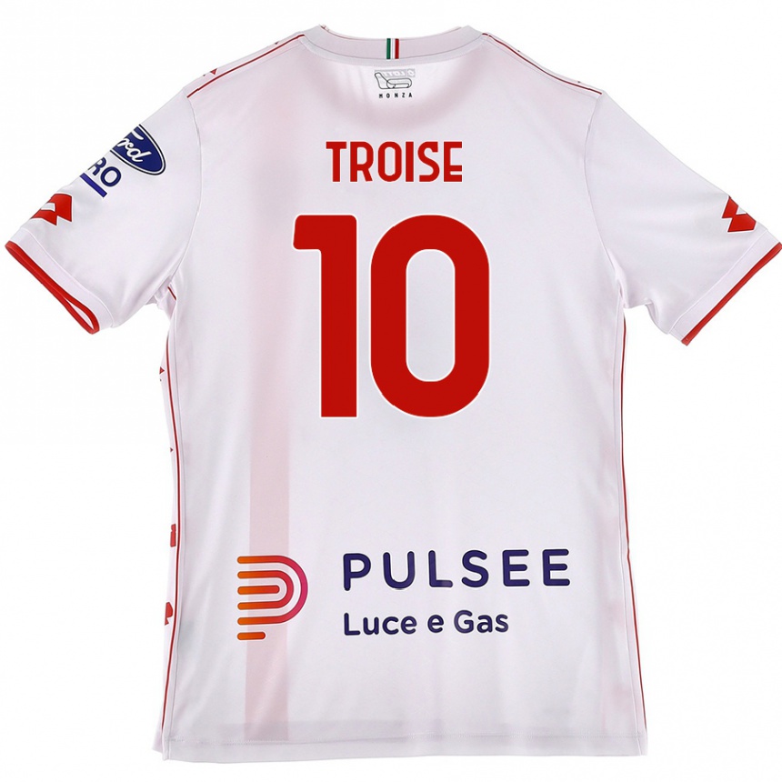 ילדים כדורגל Antonio Troise #10 לבן אדום הרחק ג'רזי 2024/25
