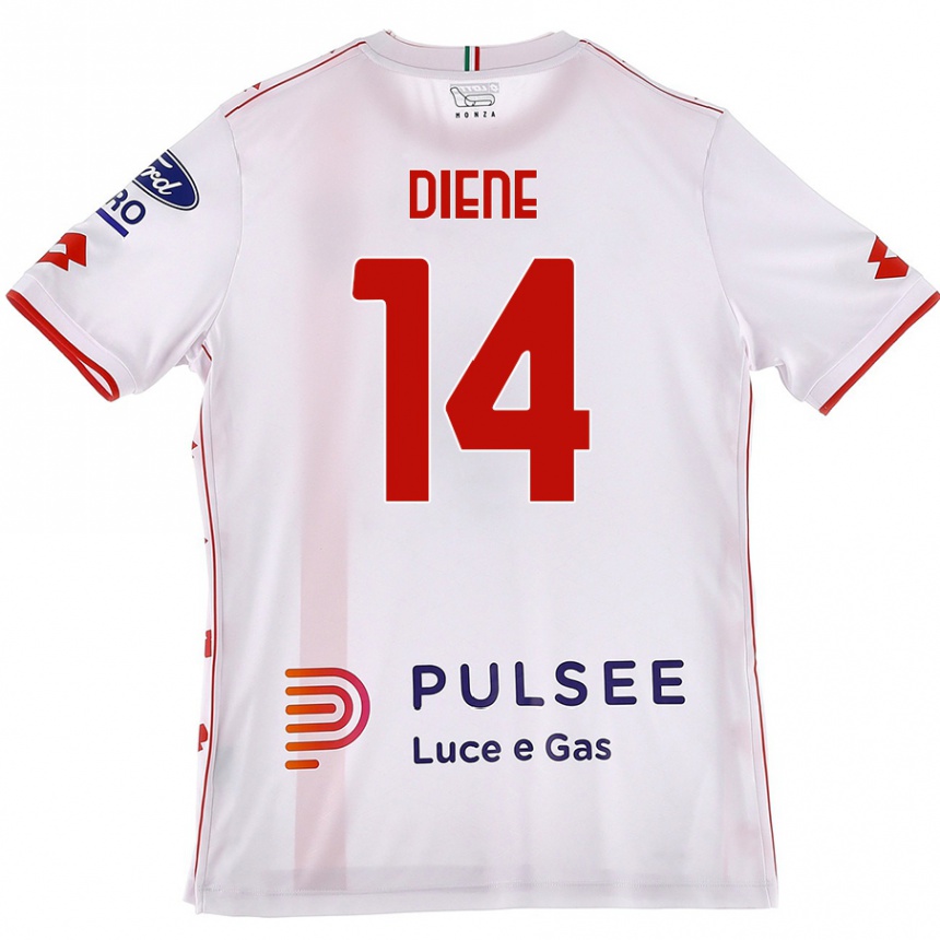 ילדים כדורגל Abdou Diene #14 לבן אדום הרחק ג'רזי 2024/25