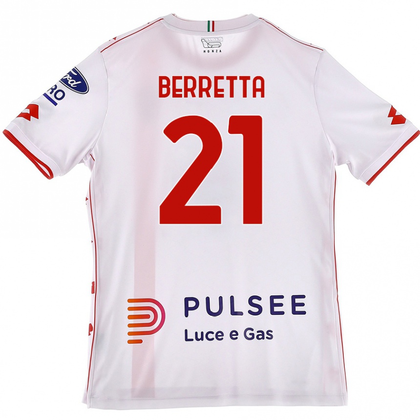 ילדים כדורגל Alessandro Berretta #21 לבן אדום הרחק ג'רזי 2024/25