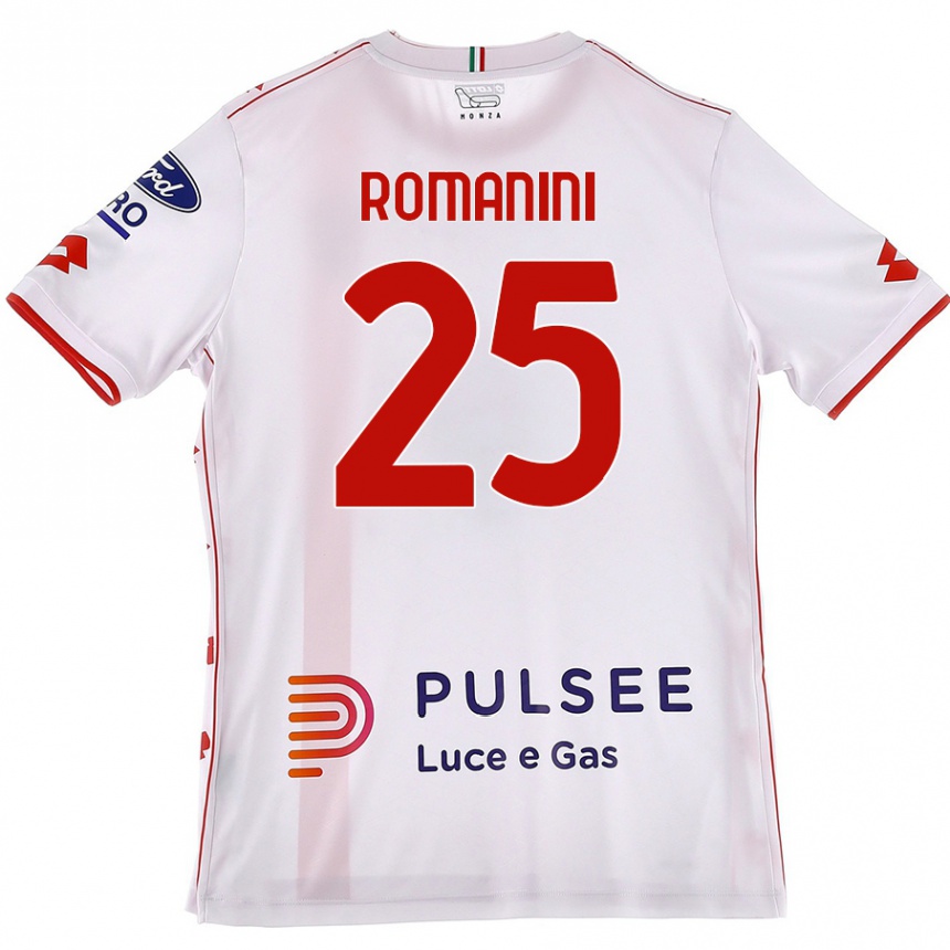 ילדים כדורגל Andrea Romanini #25 לבן אדום הרחק ג'רזי 2024/25