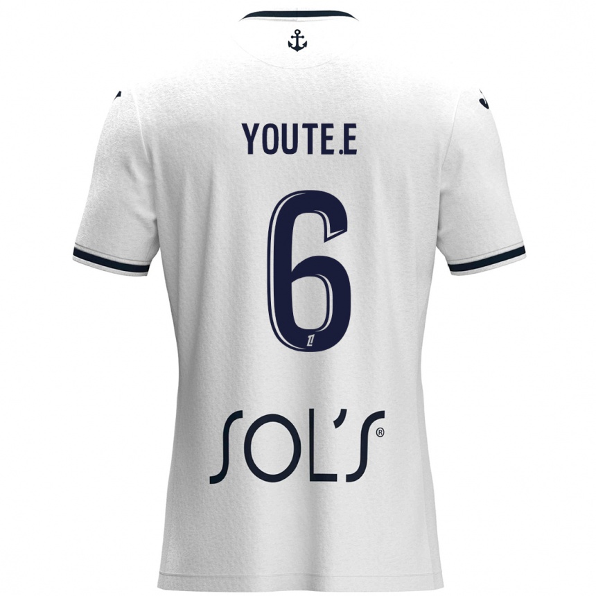 ילדים כדורגל Étienne Youté Kinkoué #6 לבן כחול כהה הרחק ג'רזי 2024/25