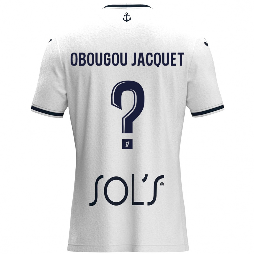 ילדים כדורגל Noam Obougou Jacquet #0 לבן כחול כהה הרחק ג'רזי 2024/25