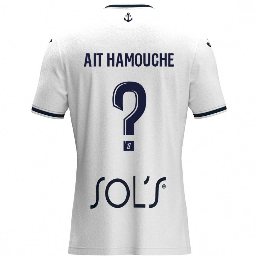 ילדים כדורגל Massyl Ait Hamouche #0 לבן כחול כהה הרחק ג'רזי 2024/25